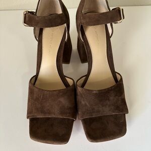 ANTONIO MELANI Dark‎ Brown Suede Block Heels